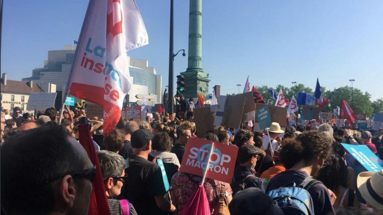 5 мая во Франции прошли акции протеста против политики Мкрона, фото: twitter.com/FranceInsoumise