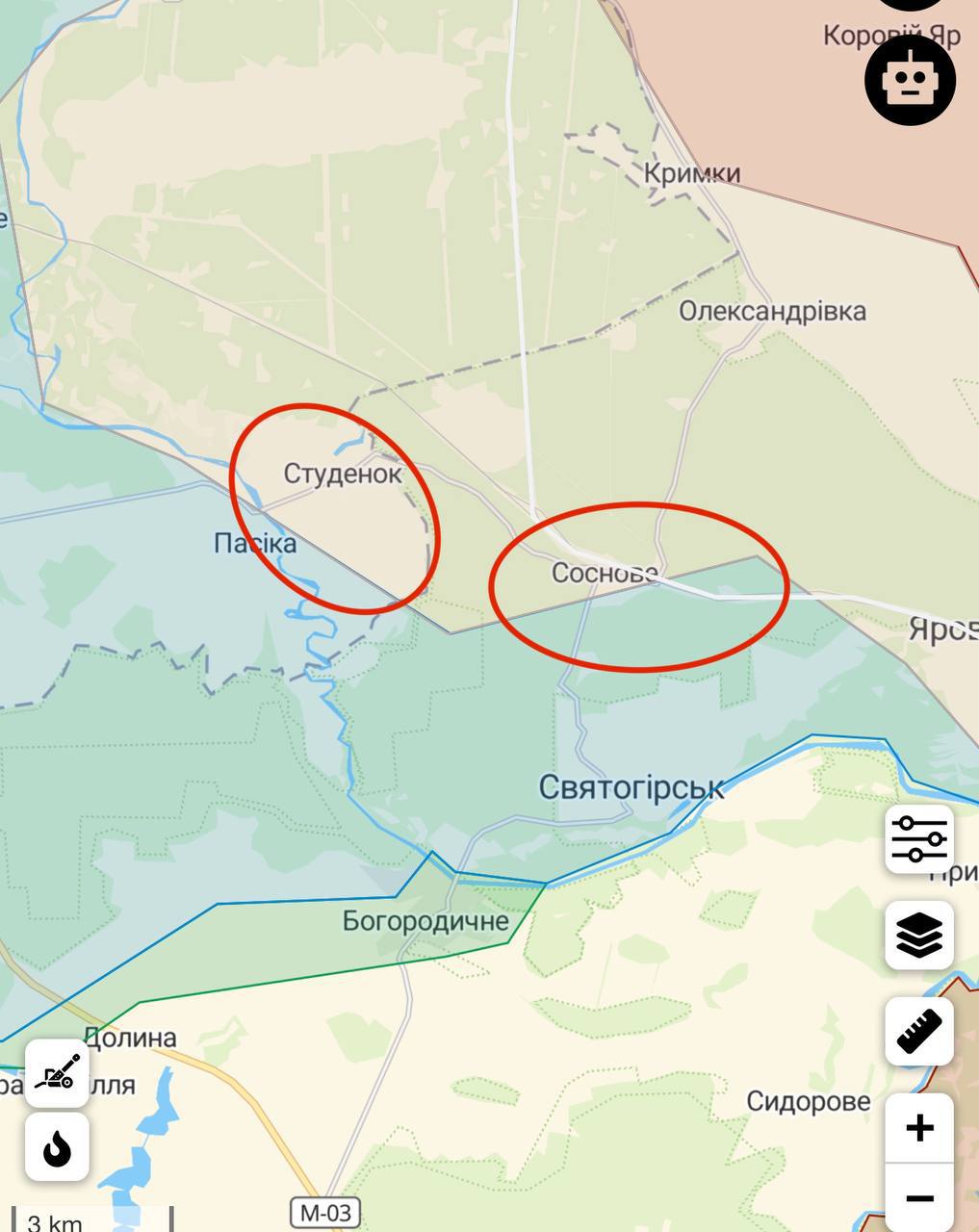 ВСУ вытеснили российские войска из Соснового. Карта боевых действий