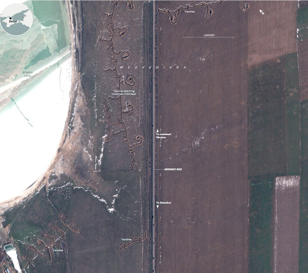 спутниковые снимки российских укреплений в Крыму