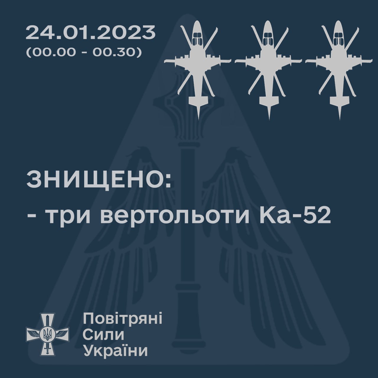 ЗСУ збили 3 російські вертольоти в ніч на 24 січня