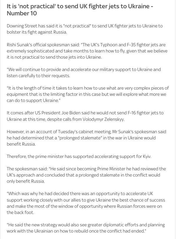 Британія не вважає за доцільне відправлення Україні літаків Typhoon і F-35