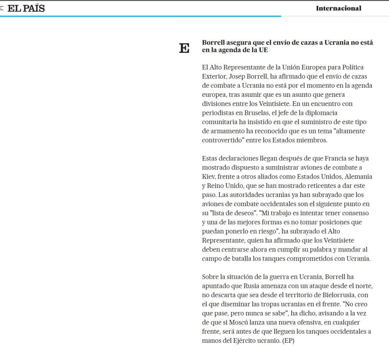 Передача Україні бойових винищувачів не стоїть на порядку денному в Європі - Борель