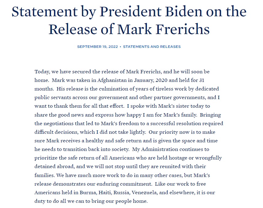 Скриншот с сайта Белого дома