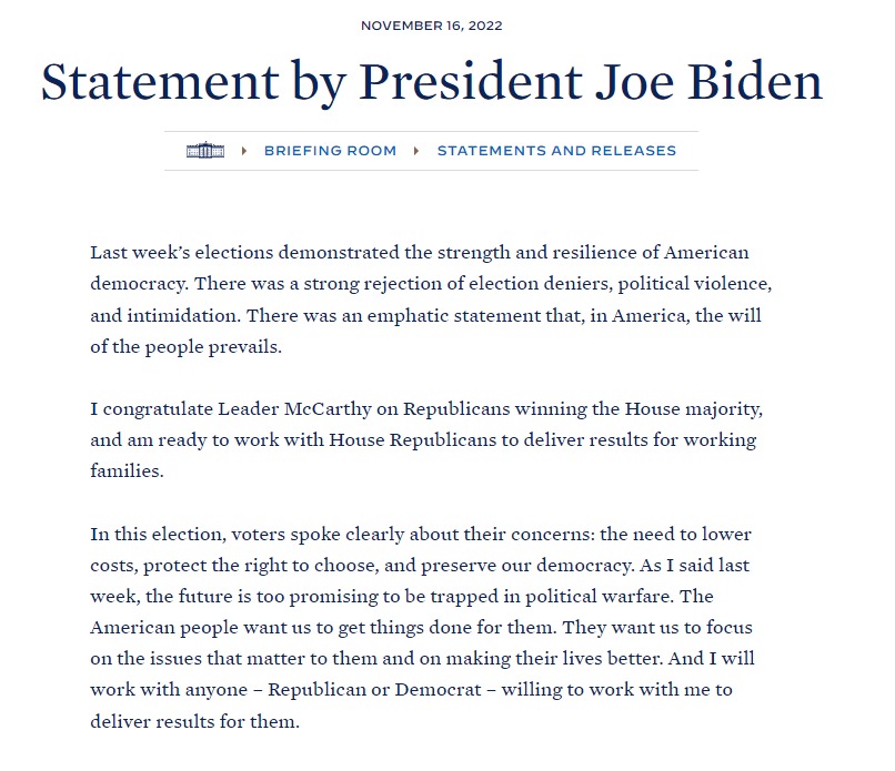 Скриншот с сайта Белого дома