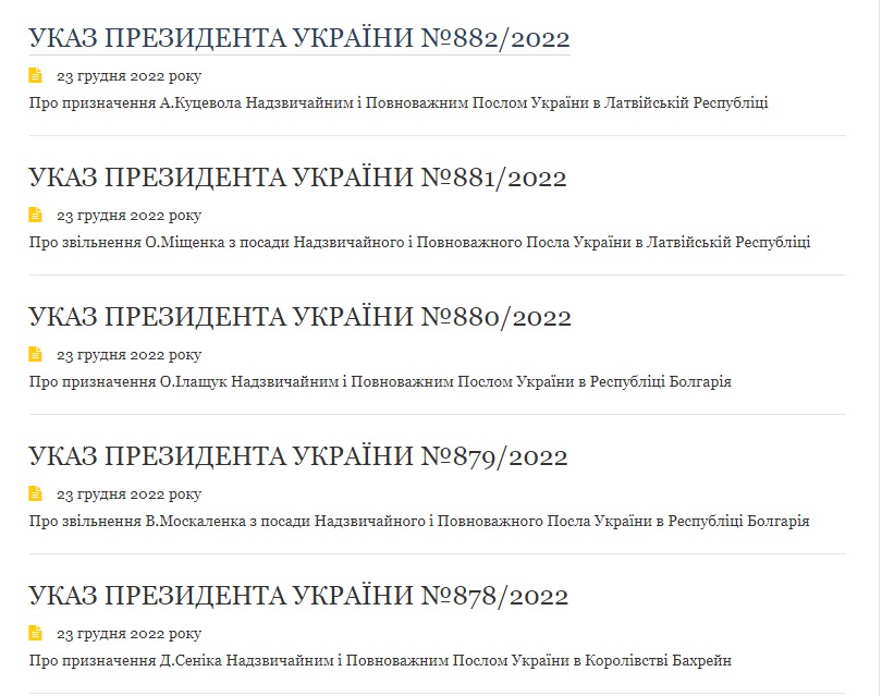 Скриншот с сайта Офиса президента