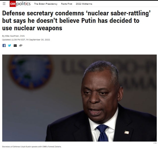 В Пентагоне не видят решения Путина нанести ядерный удар