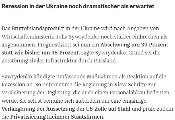 Издание Die Zeit пишет о том, что рецессия в Украине даже более драматична, чем ожидалось