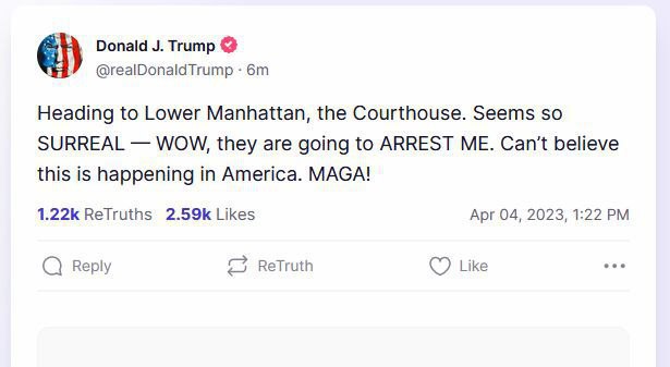 Скриншот поста Трампа