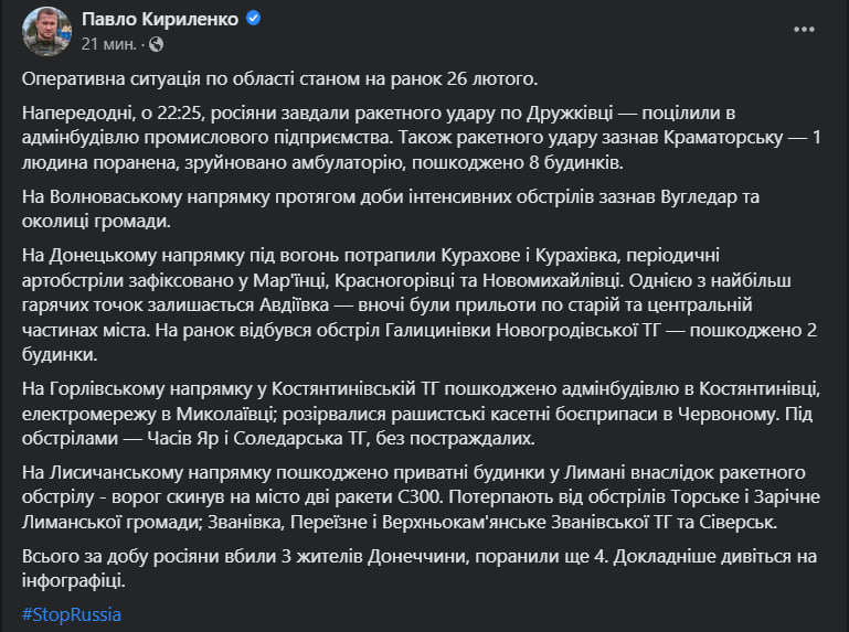 Росіяни обстріляли Краматорськ та Дружківку на Донеччині.