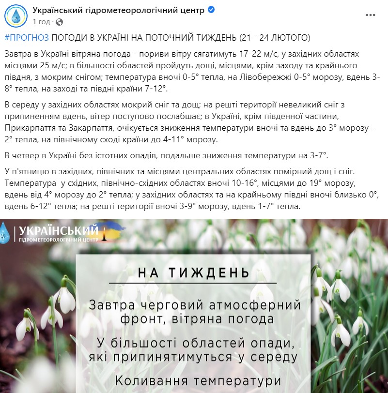 Прогноз погоды в Украине на неделю