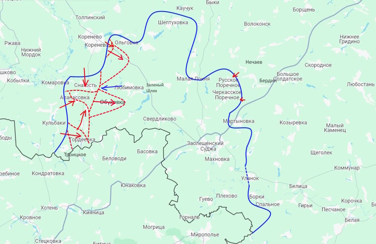 Карта удара армии России в Курской области