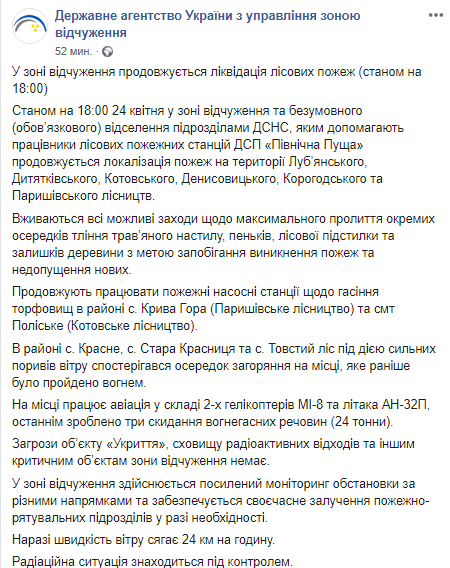 Пост о тушении пожаров в зоне отчуждения