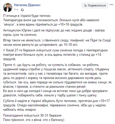 Скриншот: Facebook/Наталья Диденко