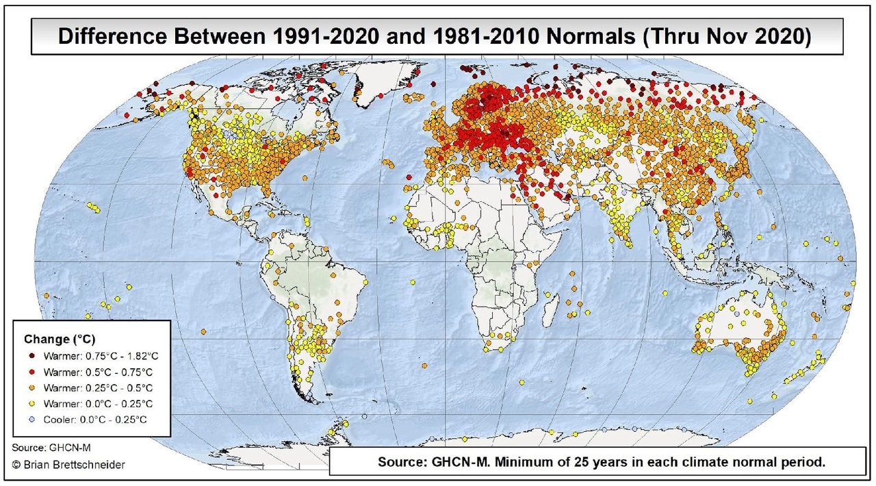 Карта глобального потепления температуры. Фото: facebook.com/mammatocumulus