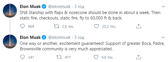 SpaceX готовит к полету новый прототип ракеты Starship. Скриншот: Илон Маск в Телеграм