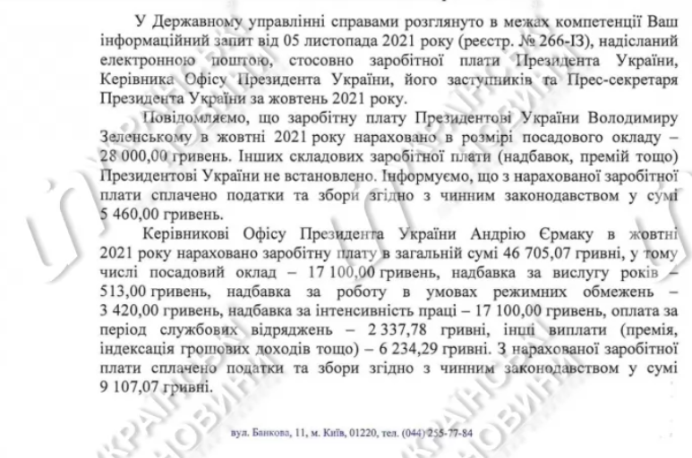 Какую зарплату получает президент Украины Зеленский 