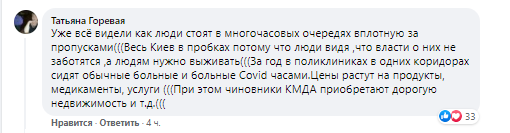 Комментарии к посту Кличко про пропуски в транспорт. Скриншот из фейсбука Кличко