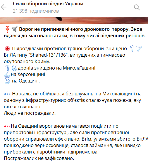 Последствия атаки дронов ночью 22 декабря 2023 года