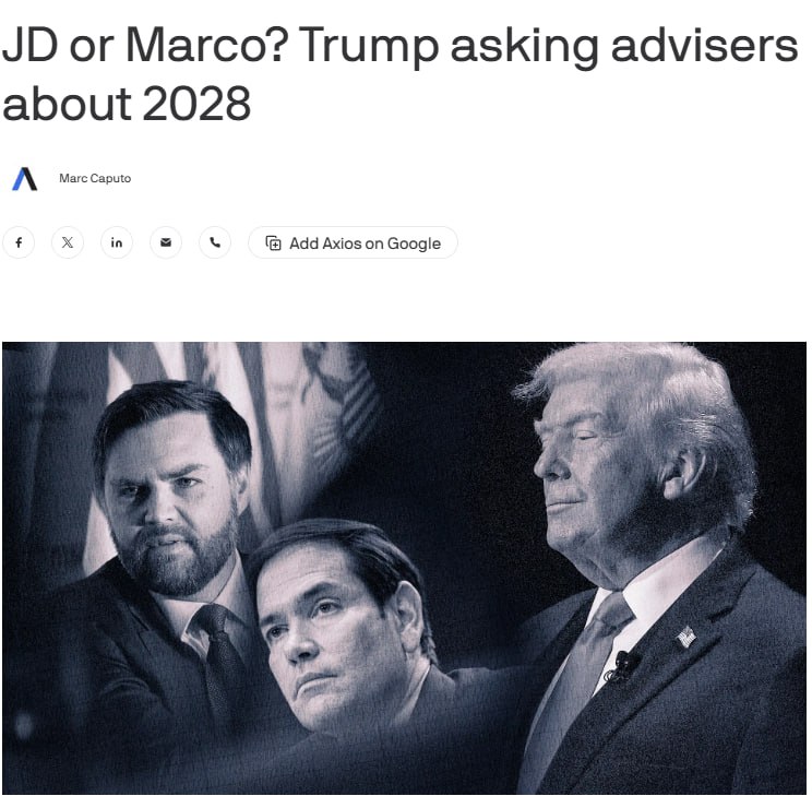 Зображення заголовка на axios.com – Рубіо та Венс можуть стати потенційними наступниками Дональда Трампа