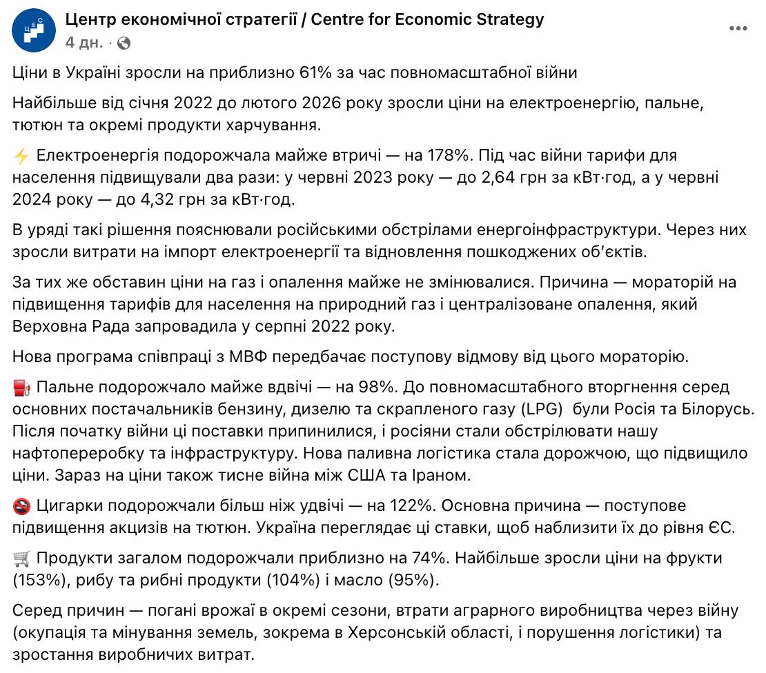 Експерти порахували, як в Україні зросли ціни за роки війни