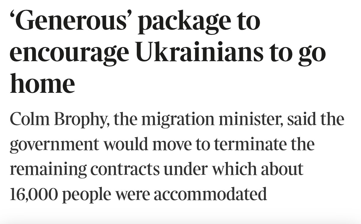 Знімок заголовку на thetimes.com &ndash; Ірландія посилює умови перебування біженців з України