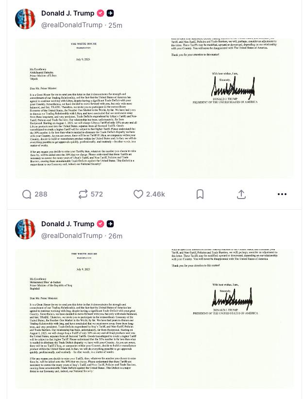 Знімок повідомлення на truthsocial.com