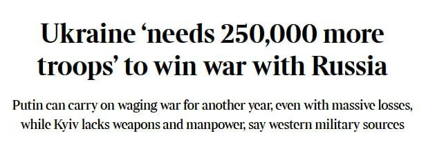 Знімок заголовка на thetimes.com – Україні не вистачає солдатів та зброї щоб перемогти Росію на полі бою