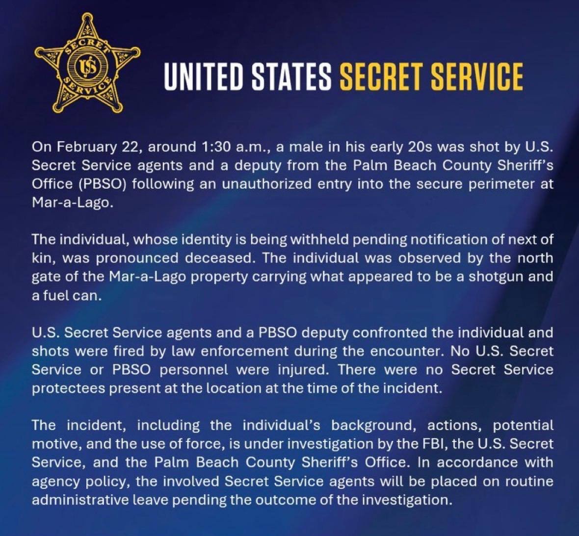 Знімок повідомлення Секретної служби США